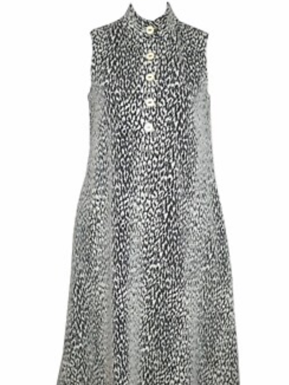 J McLaughlin Sleeveless Black and Cream Patterned Knit A-Line Swing Dress Large